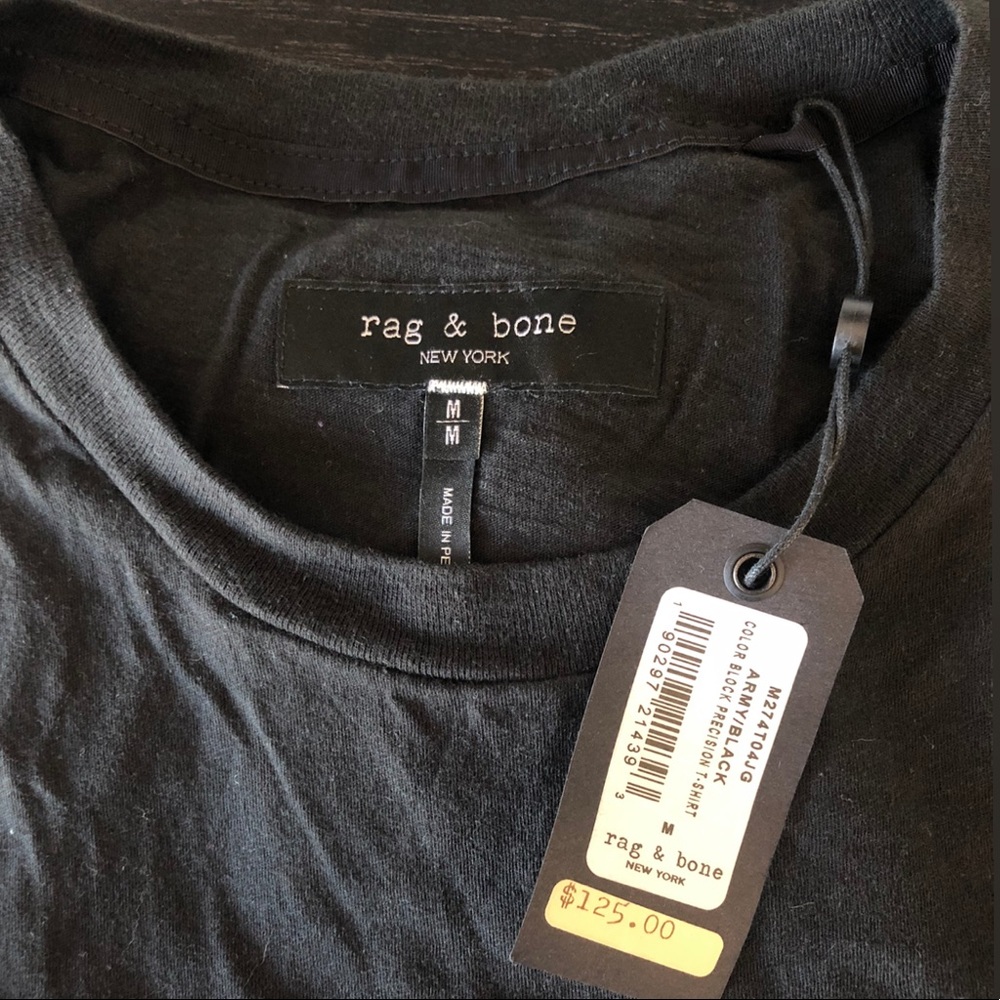 NWT Rag & Bone Army Green & Black Tee